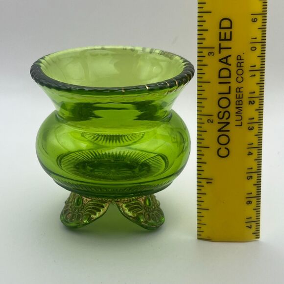 1905 St. Louis Worlds Fair Colorado Glass Emerald Toothpick Holder Lacy Medalion - Picture 10 of 10